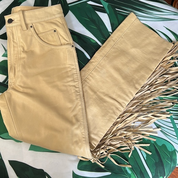 Harley Davidson caramel fringe leather pants - Picture 2 of 9